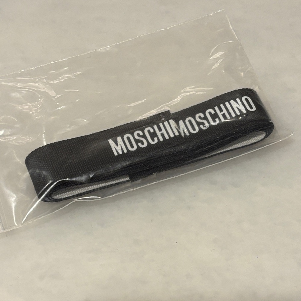 “Moschino Black & White Logo Ribbon Strap Trim 47” – New”